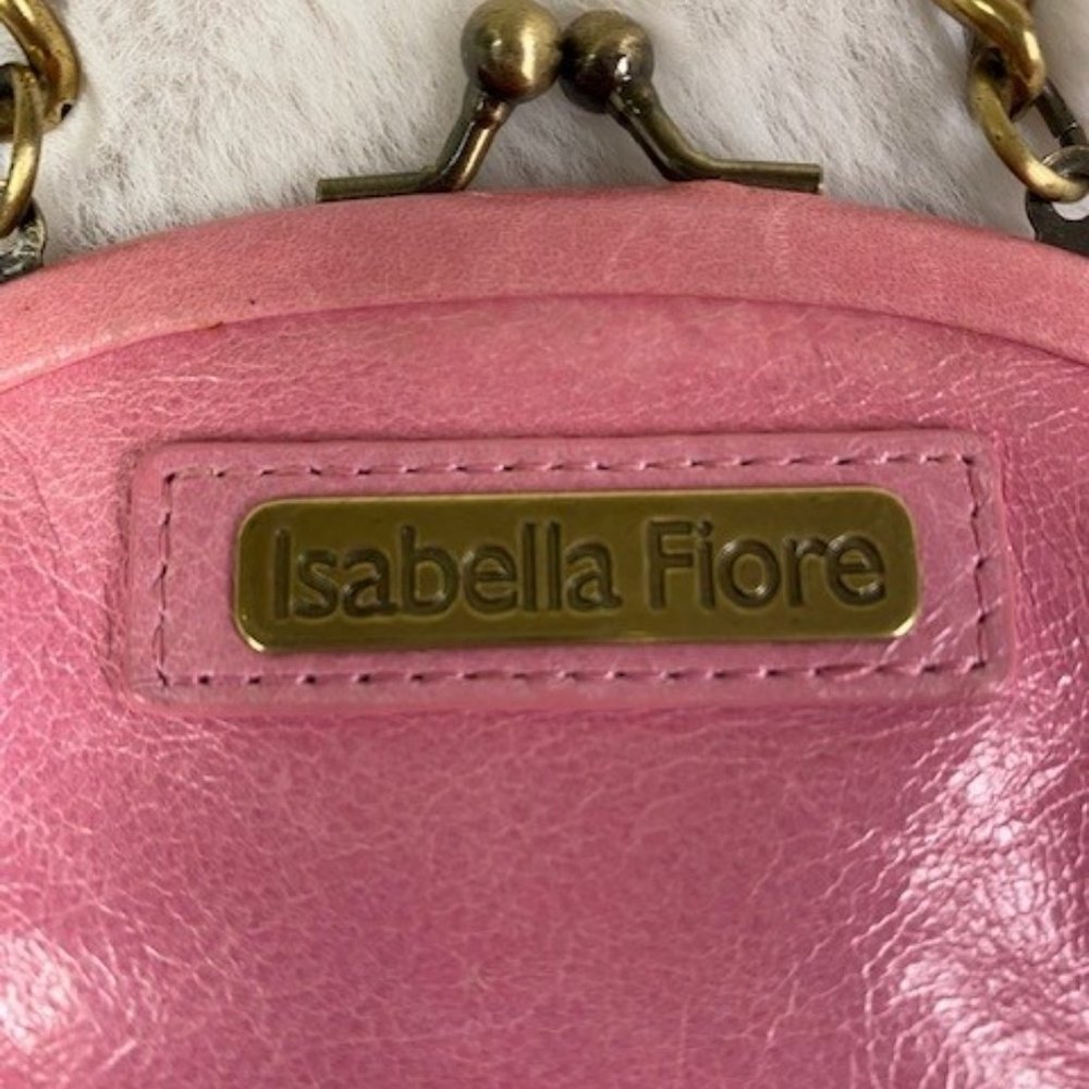 Isabella Fiore Pink Leather Chain Mini Bag w/Floral Appliques MSRP $158. - Picture 7 of 10